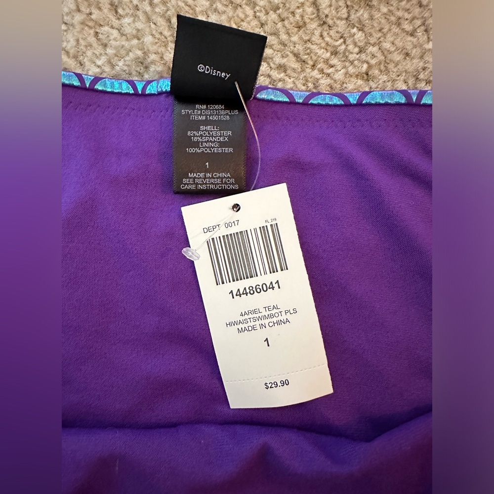 Hot Topic Sz 1 Disney The Little Mermaid Ariel Swim Bottoms Women’s XL, 14/16 - Picture 10 of 13